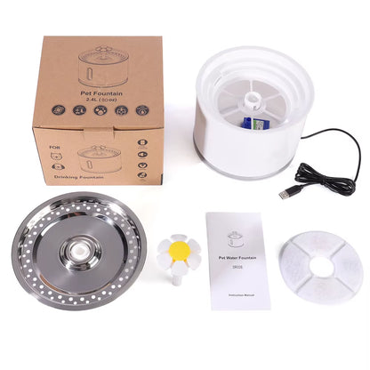 Automatic Pet Water Fountain — 2.4L LED, Silent Pump & 5 Filters
