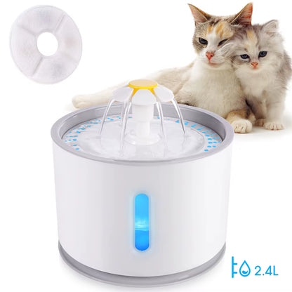 Automatic Pet Water Fountain — 2.4L LED, Silent Pump & 5 Filters